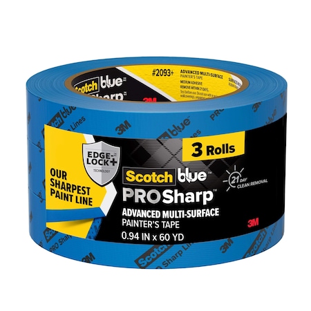 Painter'sTape,Crepe,Blu,60ydL,1inW,PK3