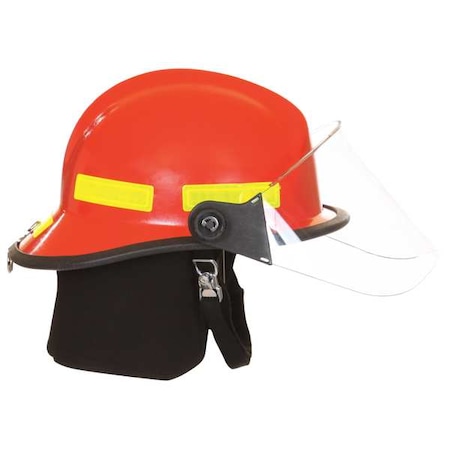 Fire Helmet, Fiberglass, 6 pt Ratchet, Red, Fits Hat Size One Size Fits Most ,Modern
