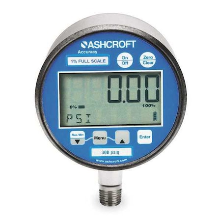 Digital Test Pressure Gauge, 0 to 1000 psi, 3 in Dial, 1/4 in NPT, Bottom Location