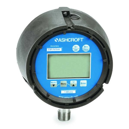 Digital Test Pressure Gauge, 0 to 600 psi, 4 1/2 in Dial, 1/4 in NPT, Bottom Location