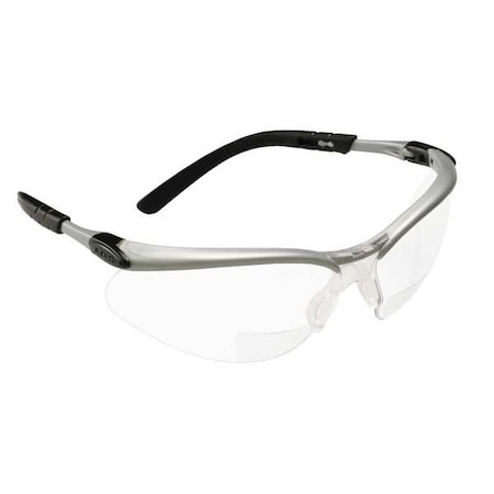 3M(TM) Bx(TM) Reader Safety Glasses, Black/Gray Wraparound Frame, 2.5 Diopter, Clear Lens