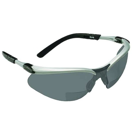3M(TM) Bx(TM) Reader Safety Glasses, Black/Gray Wraparound Frame, 2.5 Diopter, Gray Lens, Universal