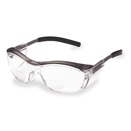 3M(TM) Nuvo(TM) Reader Safety Glasses, Gray Traditional Frame, 2.5 Diopter, Clear Lens, Universal