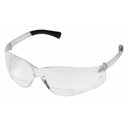 Bifocal Safety Reading Glasses, Anti-Scratch, Padded Arms, Clear Frame, Clear Lens, +2.50 Diopter