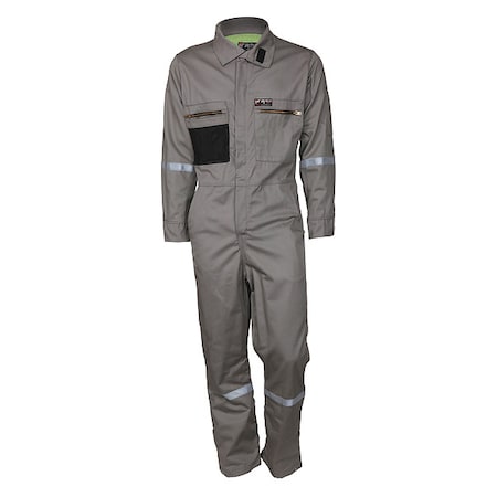 Coverall, 8.7 cal/sq cm ATPV, S, 30 in Inseam, Flame-Retardant 100% Treated Cotton, Zipper