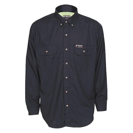 Men's Flame-Resistant Collared Shirt, 8.9 cal/sq cm, L, Inherent Blend and Treated Cotton