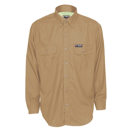 Men's Flame-Resistant Collared Shirt, 8.9 cal/sq cm, M, Inherent Blend and Treated Cotton