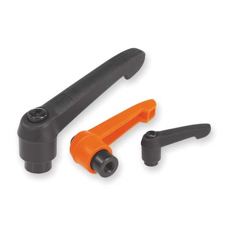 Adjustable Handle Size: 1, 1/4-20, Plastic, Black RAL 7021, Comp: Steel