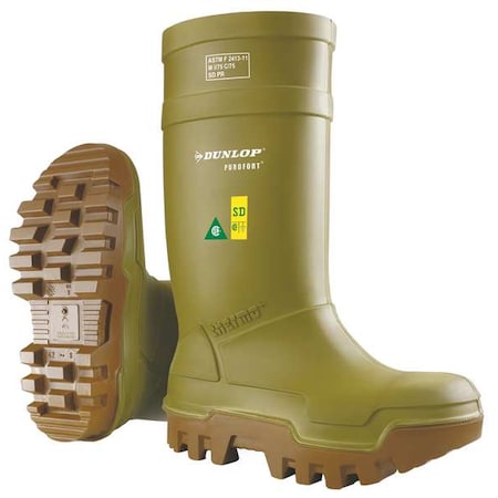 Men's Dunlop Rubber Boot, Steel Toe, 16" Height, Green, 13