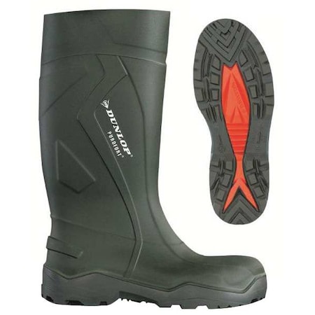 Men's Dunlop Rubber Boot, Steel Toe, 13"-16" Height, Dark Green/Black, 12