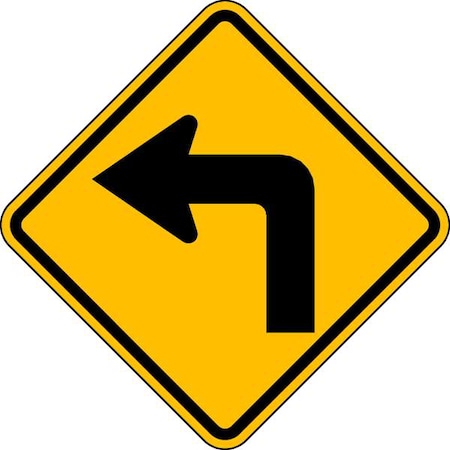 Left Turn Traffic Sign, 24 in H, 24 in W, Aluminum, Diamond, No Text, W1-1L-24HA