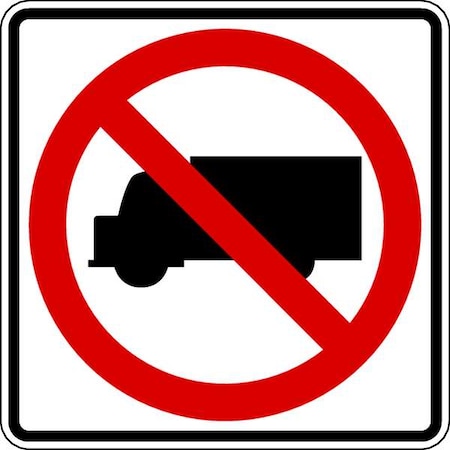 No Trucks Traffic Sign, 24 in H, 24 in W, Aluminum, Square, No Text, R5-2-24HA