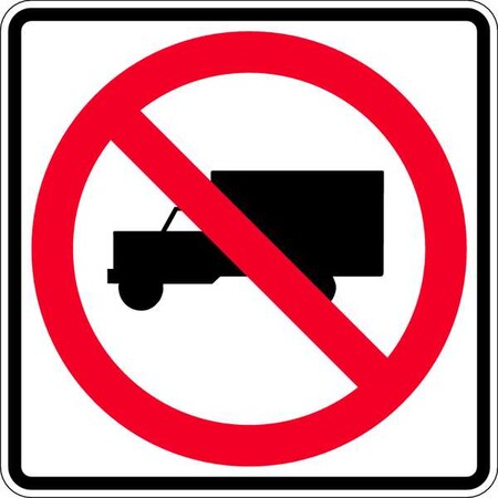 No Trucks Traffic Sign, 24 in H, 24 in W, Aluminum, Square, No Text, R5-2-24DA