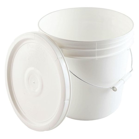 Pail, White, Plastic, Round Shape, 2.0 gal.