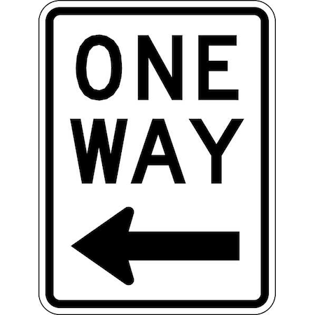 One Way Traffic Sign, 24 in H, 18 in W, Aluminum, Vertical Rectangle, English, R6-2L-18DA