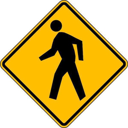 Pedestrian Crossing Pictogram Traffic Sign, 24 in H, 24 in W, Aluminum, Diamond, W11-2-24HA