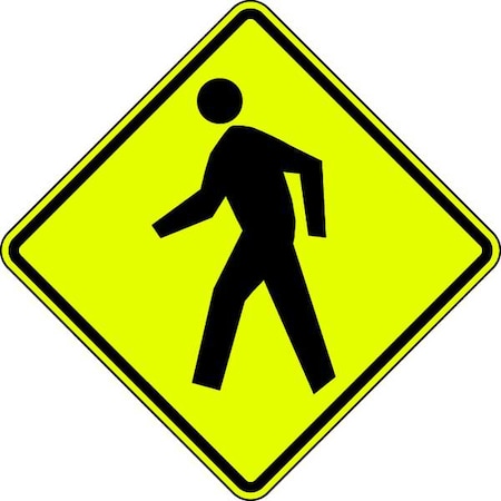 Pedestrian Crossing Pictogram Traffic Sign, 30 in H, 30 in W, Aluminum, Diamond, W11-2-30FA