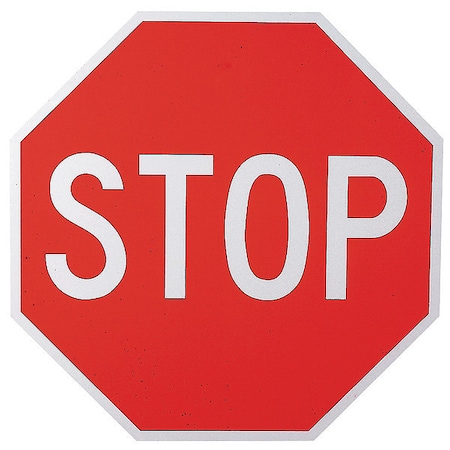 Stop Sign, 24" W, 24" H, Aluminum, Red