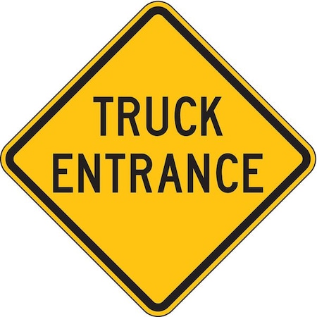 Truck Entrance Traffic Sign, 24 in H, 24 in W, Aluminum, Diamond, English, LW2-X12T-24DA