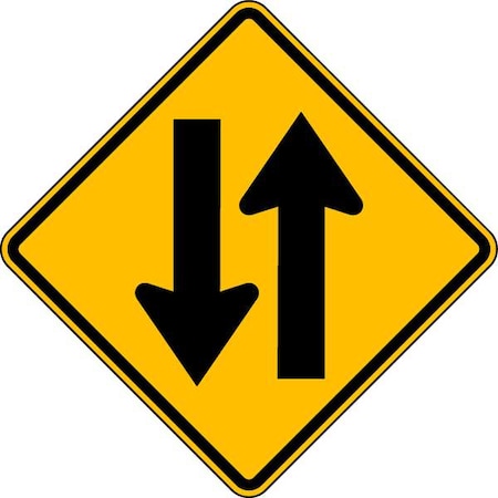 Two Way Traffic Traffic Sign, 24 in H, 24 in W, Aluminum, Diamond, No Text, W6-3-24DA