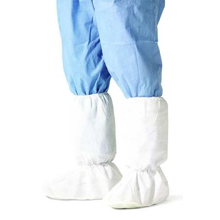 Disposable Boot Covers, L, Polyethylene Coated Spunbond Polypropylene, Elastic, Serged Seam
