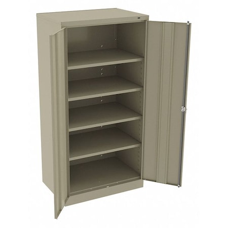 Shelving Storage Cabinet, 72 in H, 36 in W, 24 in D, Swing, Keyed, Sand, 4 Shelves, 0 Drawers