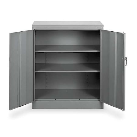 Shelving Storage Cabinet, 42 in H, 36 in W, 18 in D, Swing, Keyed, Medium Gray, 2 Shelves, 0 Drawers