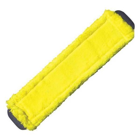 16 in L Flat Mop Pad, 16 oz Dry Wt, Clamp On Connection, Cut-End, Yellow, Microfiber