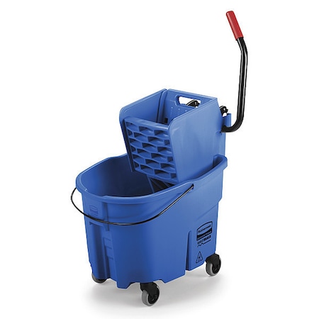 8 3/4 gal WaveBrake Side Press Mop Bucket and Wringer, Blue, Polypropylene