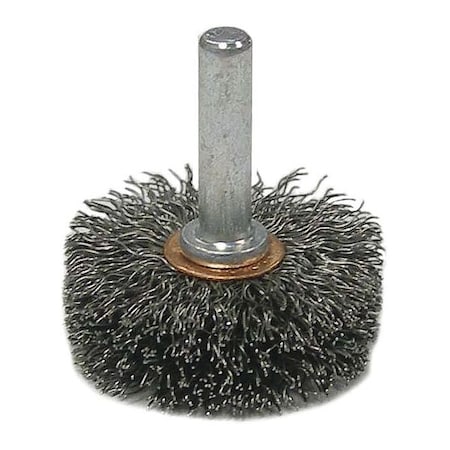1-3/4" Wide Face Stem-Mounted Crimped Wire Wheel .006" Steel 1/4" Stem