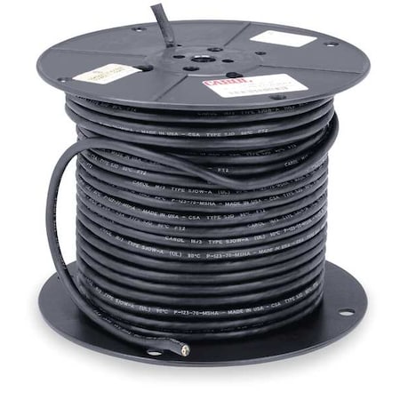 Portable Cord, SOOW, 16 AWG, 4 C, Black, EPDM Rubber, Stranded, 600V, Indoor/Outdoor, 250 ft