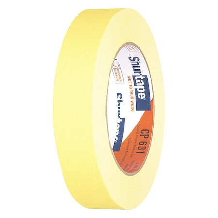 Masking Tape, 24 mm W x 55 m L, 4.9 mil Thick, Yellow, Rubber Adhesive, 36 PK