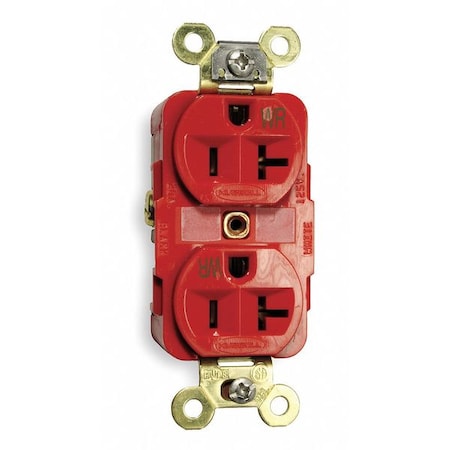 Straight Blade Receptacle, 5-20R, 20 A, 125V AC, 2 Pole, 3 Wire, Flush Mount, Grounded
