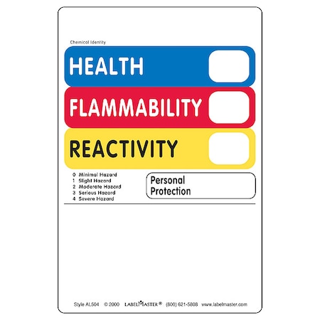 Hazcom Label,4inx6in,Paper,500 Labels, PK500