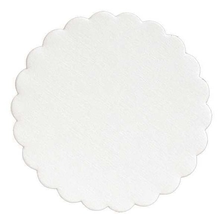 Budgetboard Coaster, 4" Diameter, White Scalloped Edge PK1000