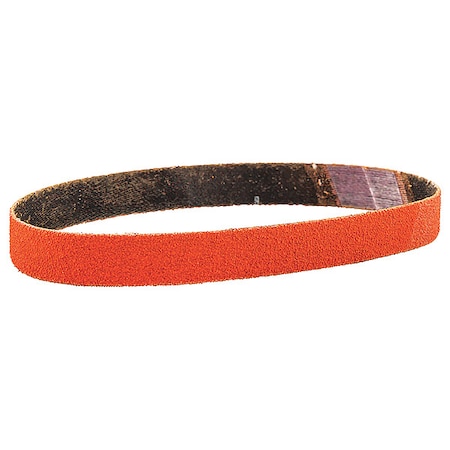 Sanding Belt, 1/2 in W, 12 in L, Coated, Ceramic, 80 Grit, Coarse, Blaze R980P, Orange