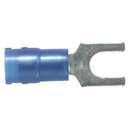 Fork Terminal, 1/4 in Stud Size, 14 AWG, 600 V, Nylon Insulated, Blue, Crimp Termination Only