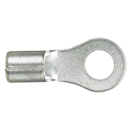 Ring Terminal, #8 Stud Size, 10 AWG, 2,000 V, Bare Insulated, Bare, Crimp Termination Only, 50 PK