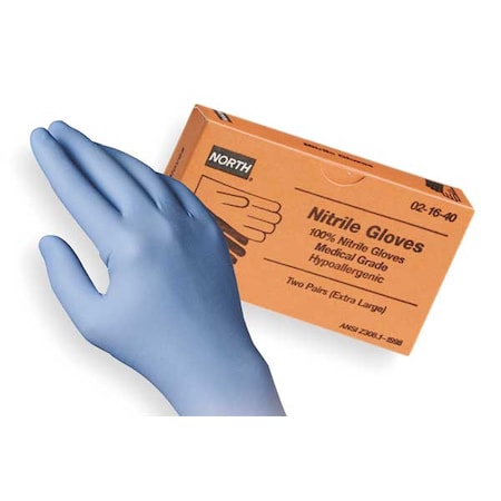 Disposable Gloves, 5.00 to 5.99 mil Palm, Nitrile, Powder-Free, XL, 2 PK, Blue