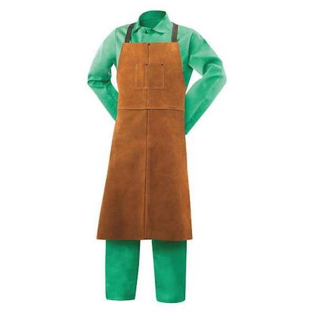 Welding Apron, Leather, 3 oz/sq ft, 42 in Length, Brown, Universal