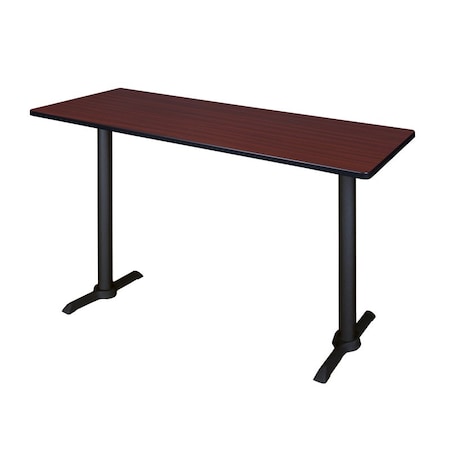 Rectangle Cain Cafe Training Tables, 66 W, 24 L, 42 H, Wood,Metal Top, Mahogany