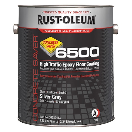 1 gal Floor Coating, High Gloss Finish, Silver Gray, Solvent Base