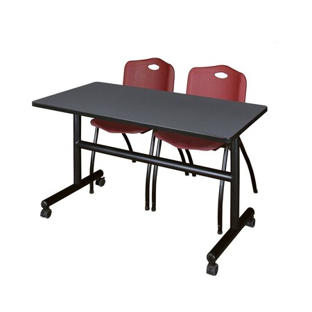 Tables > Nesting Tables > Kobe Flip Top Table & Chair Sets, 48 W, 24 L, 29 H, Grey
