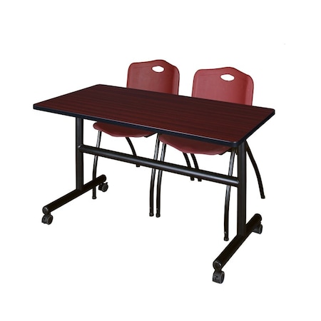 FlipTop Table, 48" W, 29" H, Laminate Top, Mahogany