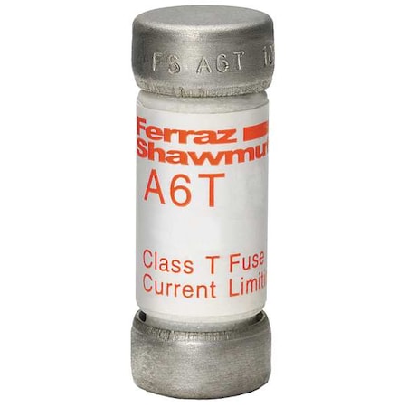 UL Class Fuse, T Class, Very Fast-Acting, 6A, 600V AC, Non-Indicating