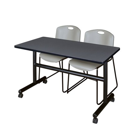 Rectangle FlipTop Table, 48" W, 29" H, Laminate Top, Gray