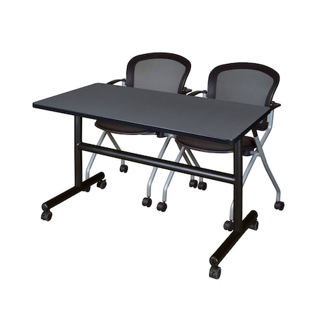 Rectangle FlipTop Table, 48" W, 29" H, Laminate Top, Gray