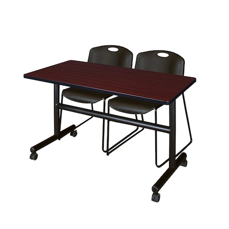 Rectangle FlipTop Table, 48" W, 29" H, Laminate Top, Mahogany
