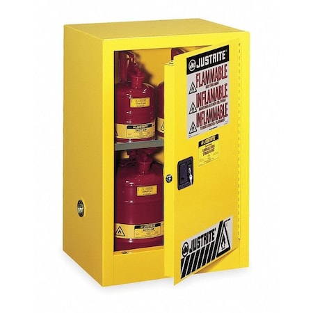 Hazardous Material Storage Cabinet, 12 gal, 1 Shelves, Steel, 23 1/4 in W x 35 in H x 18 in D