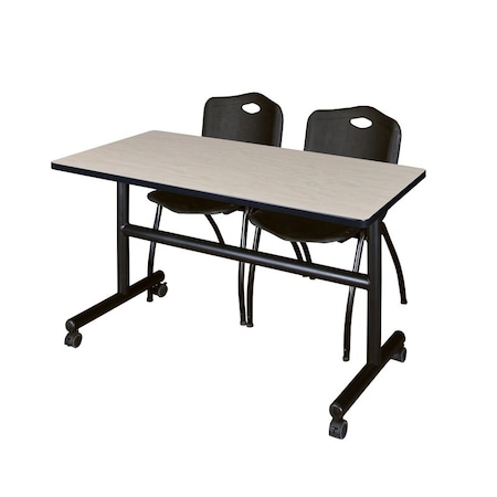 Rectangle FlipTop Table, 48" W, 29" H, Laminate Top, Maple
